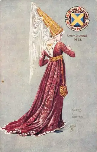 A731 Mittelalterliche Kostüme St Albans Padgeant Dame von Rang 1461 Postkarte