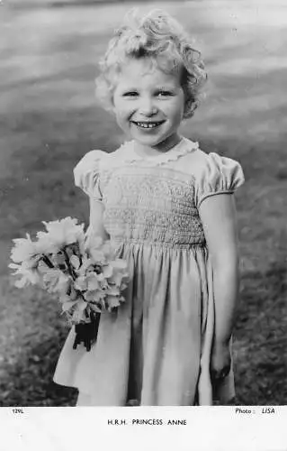 A731 British Royalty Princess Anne Child Daffodils Flowers RPPC Vintage Postcard