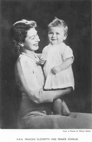A732 British Royalty Princess Elizabeth and Prince Charles RPPC Vintage Postcard