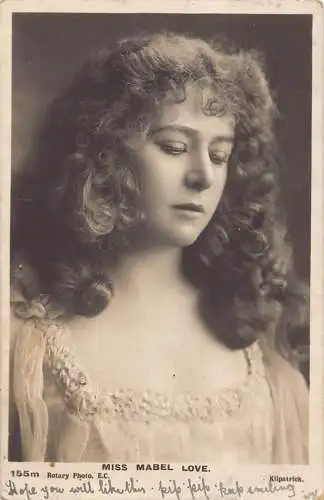 A733 Edwardianische britische Schauspielerin Miss Mabel Love 1904 alte Postkarte