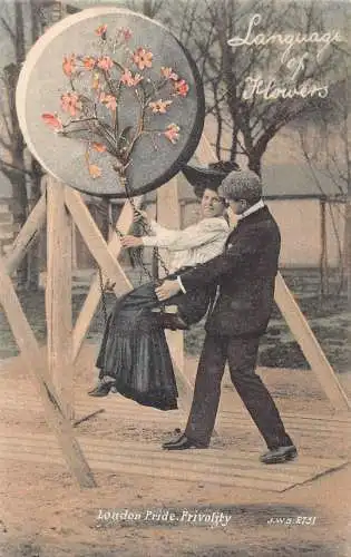 A734 Sprache der Blumen London Stolz Frivolität Paar Swing Liebe Postkarte