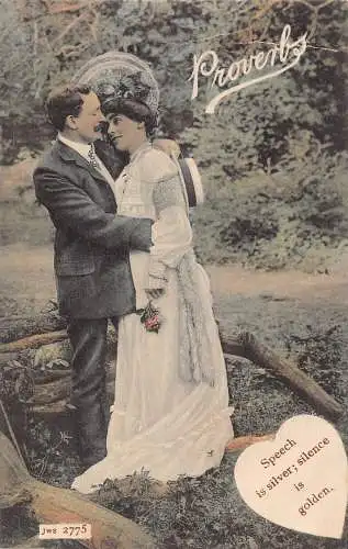 A734 Sprichwörter Liebe Romantik Rede ist Silber Stille ist goldene Postkarte
