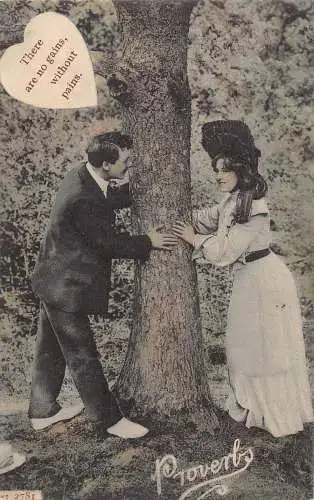 A734 Sprüche Paar flirtet 1905 Ohne Schmerzen gibt es keine Gewinne Postkarte