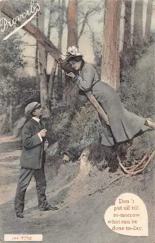 A734 Sprüche 1906 Verschieben Sie nicht auf morgen, was heute getan werden kann Postkarte