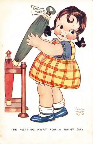 A734 Mabel Rose Serie Mädchen Regenschirm Verkaufspreis Weglegen Regentag Postkarte