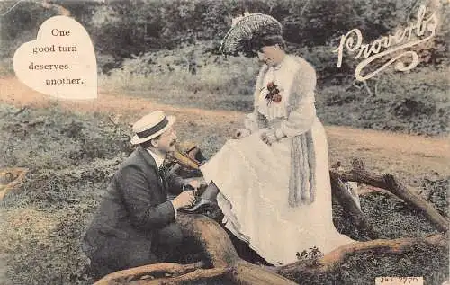 A737 Sprichwort Liebe Romantik Paar 1905 Eine gute Wendung verdient eine andere Postkarte