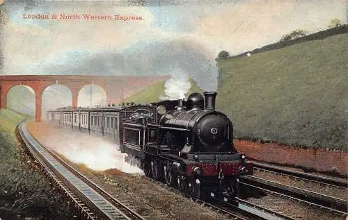 A738 Steam Train London and North Western Express Railway Bridge Postkarte