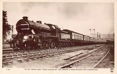 A738 SR Dover Boot Zug gezogen Sir Gawain King Arthur Typ Lokomotive Postkarte