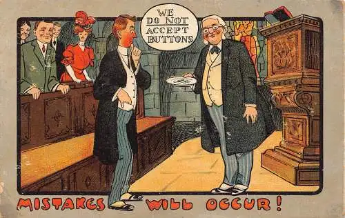 A738 Comic Humor 1907 Fehler werden auftreten Wir akzeptieren keine Buttons Postkarten