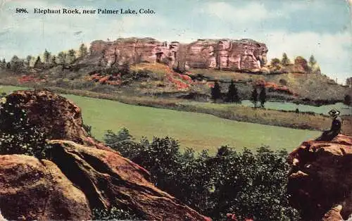 A740 US Colorado 1914 Elephant Rock near Palmer Lake Vintage Postkarte