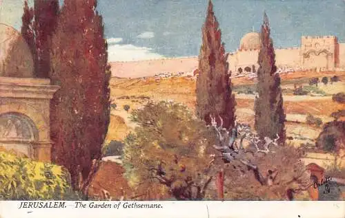 A749 Israel 1906 Jerusalem Garten Gethsemane Vintage Postkarte