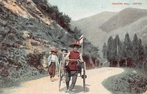 A750 Japan 1909 Country Mail Post Rickshaw Boy Vintage Postkarte