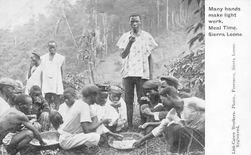 A750 Sierra Leone Viele Hände machen leichte Arbeit Essen Zeit Ethnik Essen Postkarte