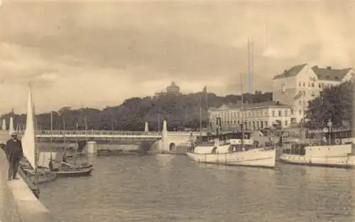 A750 Finnland Abo Aura a Turku Aurajoki Dampfschiffe Hafen Vintage Postkarte