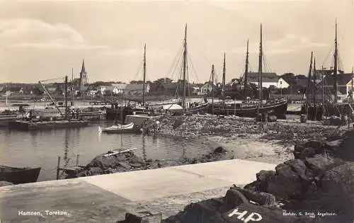 A750 Schweden Hamnen Torekow Segelboote Hafen Vintage Postkarte