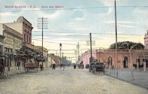 A750 Argentinien Bahia Blanca Calle San Martin Straßenkutsche Postkarte