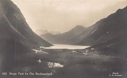 A751 Norwegen 1925 Parti fra Oeje Nordangsfjord Seegebirge RPPC Postkarte