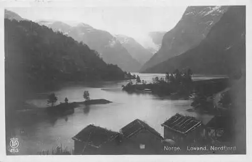 A751 Norwegen Lovand Nordfjord See Berge RPPC Postkarte