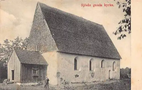 A751 Schweden Sjosas gamla kyrka Kirche Vintage Postkarte
