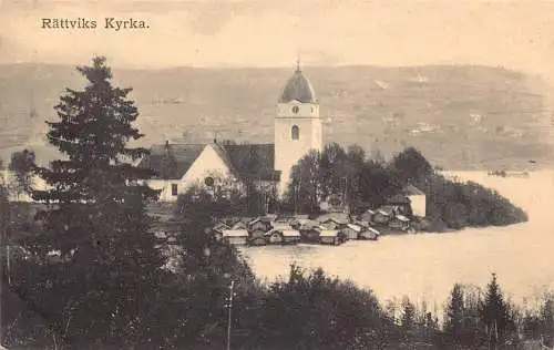 A751 Schweden Raettviks Kyrka Kirche Vintage Postkarte