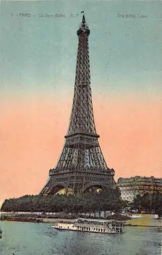 A753 Frankreich Paris Tour Eiffelboot Vintage Postkarte