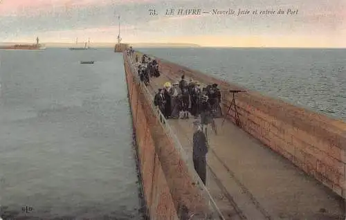 A754 Frankreich Le Havre Nouvelle Jetee Hafeneinfahrt Teleskop Fahrrad Postkarte