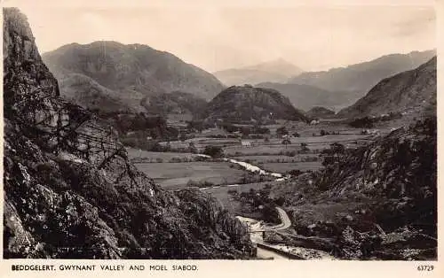 A755 Wales 1954 Beddgelert Gwynant Valley und Moel Siabod RPPC Vintage Postkarte