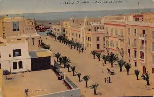 A756 Tunesien Sfax Avenue de Paris Vintage Postkarte