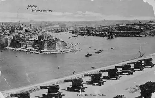 A756 Malta 1919 Valetta Saluting Battery Canons Vintage Postkarte