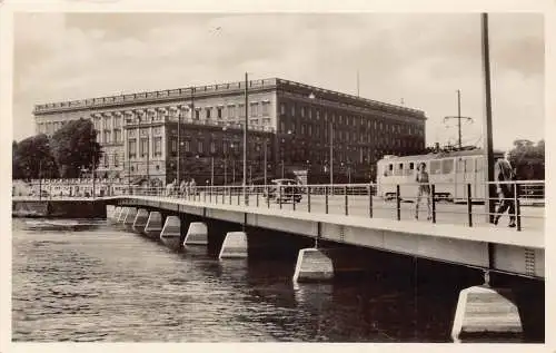 A756 Schweden Stockholm Stroembron Brücke Straßenbahn RPPC Vintage Postkarte