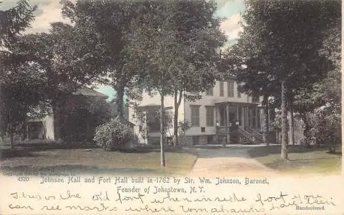 A756 US New York Johnson Hall und Fort Hall Johnstown Vintage Postkarte