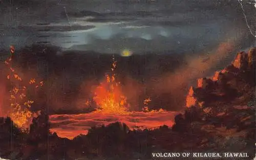 A756 US Hawaii Vulkan Kilauea Eruption Mondschein 1920 Vintage Postkarte