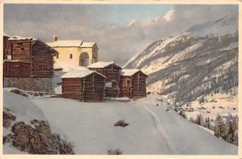 A760 Schweiz 1934 Zermatt Bergdorf Blatten Mischabel Vintage Postkarte