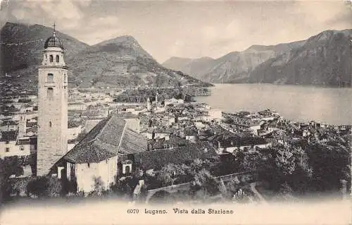 A760 Schweiz 1906 Lugano Vista della Stazione Vintage Postkarte