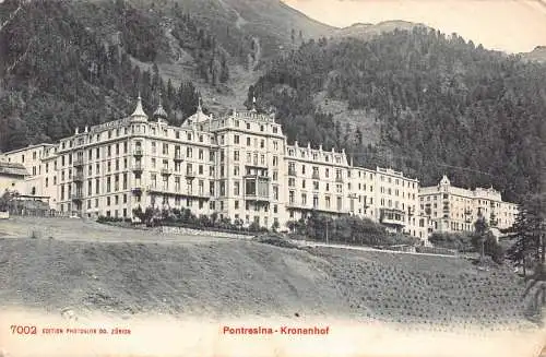 A760 Schweiz 1907 Pontresina Kronenhof Hotel Bellavista Postkarte