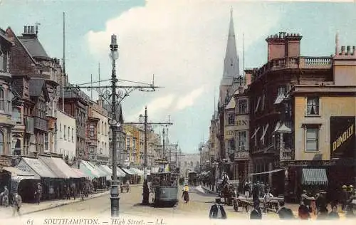 L482 England Southampton High Street Straßenbahn Vintage Postkarte