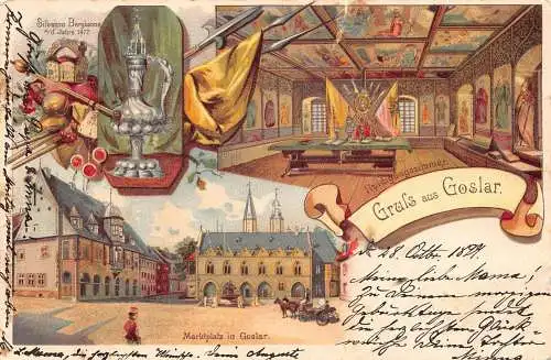 L482 Deutschland Gruss aus Goslar 1899 Litho Vintage Postkarte