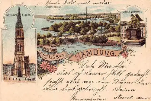 L483 Deutschland Gruss aus Hamburg 1899 Litho Vintage Postkarte