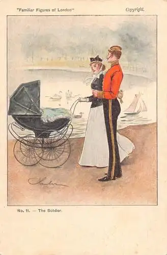 L483 Familiar Figures of London von Samber The Soldier Vintage Postkarte