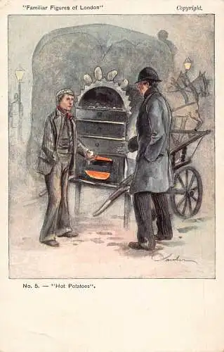 L483 Familiar Figures of London von Samber Hot Potatoes Verkäufer Vintage Postkarte