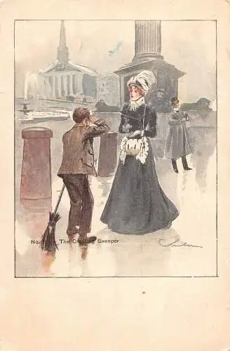 L483 Familiar Figures of London von Samber The Crossing Sweeper Vintage Postkarte