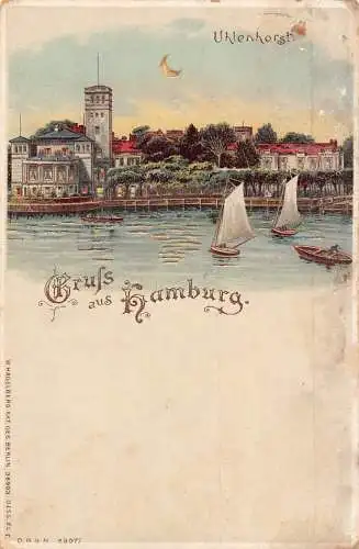 L483 Deutschland Gruss aus Hamburg 1902 Hold to Light Litho Vintage Postkarte