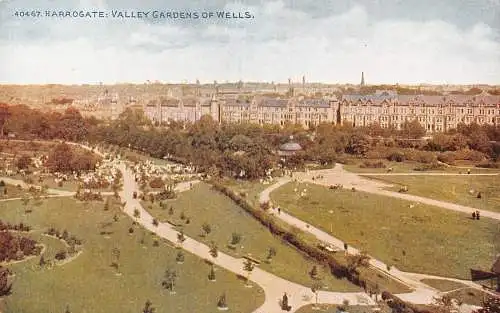 L241 England Harrogate Valley Gardens of Wells Vintage Postkarte
