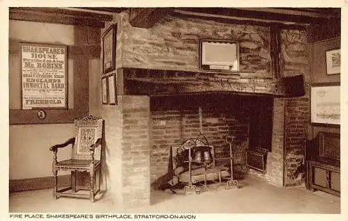 L240 England Fire Place Shakespears Geburtsort Stratford-on-Avon Postkarte