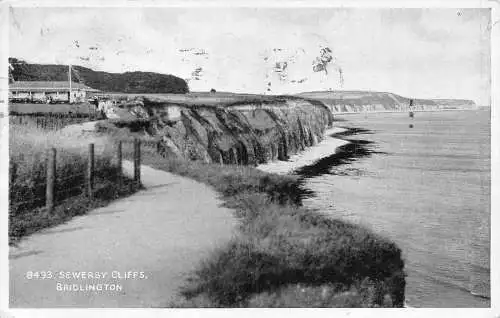 L241 England 1952 Bridlington Sewerby Cliffs Sea Vintage Postkarte