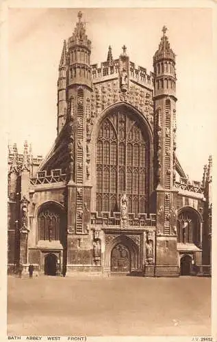 L240 England Bath Abbey West Front Vintage Postkarte