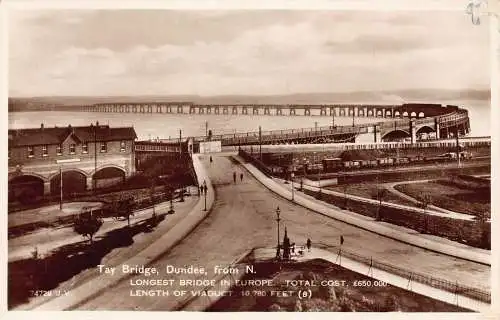 L239 Schottland Tay Brücke Längste in Europa Dundee RPPC Vintage Postkarte