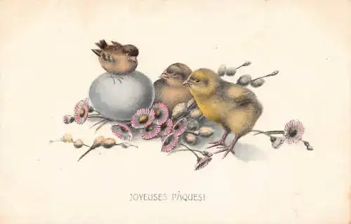 L110 Ostergrüße Frankreich 1910 Küken Vogelei Postkarte