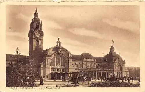 L023 Deutschland Wiesbaden Hauptbahnhof Vintage Postkarte
