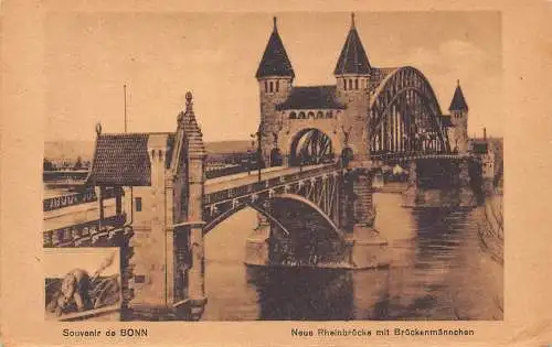 L024 Deutschland Bonn Neue Brücke und Brückenmaennchen Vintage Postkarte